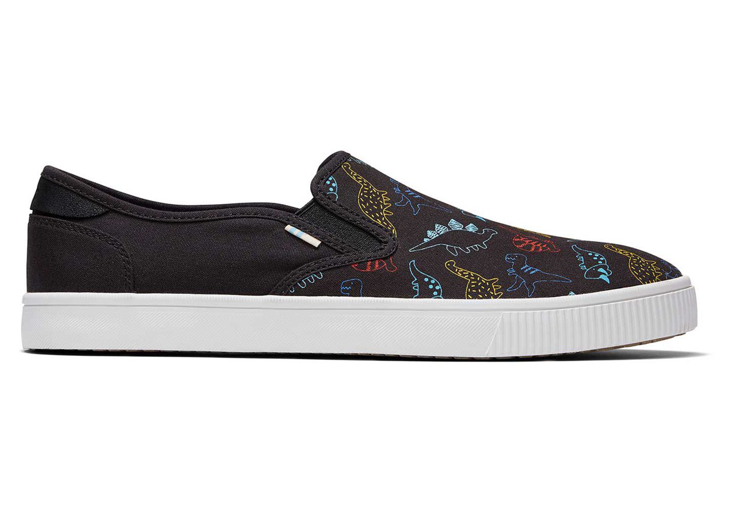 Toms Slip On Męskie Czarne - Baja Dinosaur Doodles - 87XQMRFVL